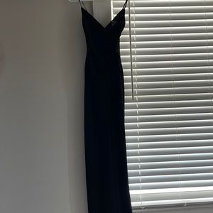 XS elegant black maxi dress with leg slig